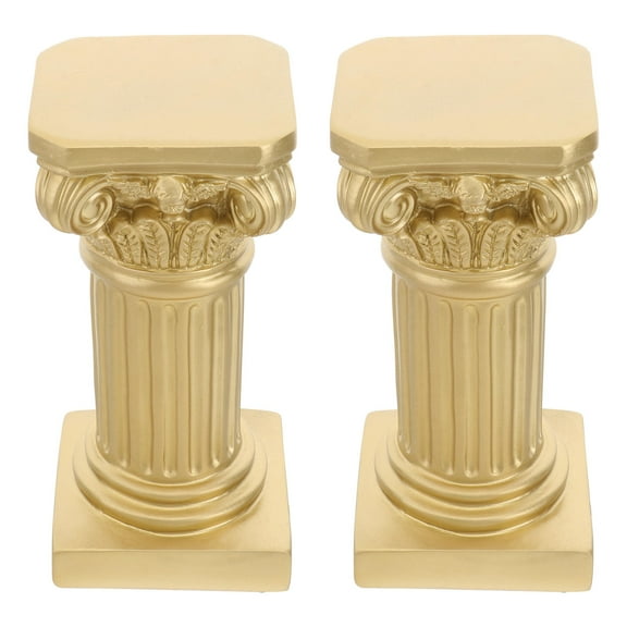 PBPBOX 2Pcs Golden Roman Pillar Statues Resin Pedestal Stand for Home Office Wedding Table Decoration