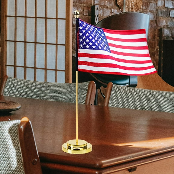 PBPBOX 2Pcs Office Flag Holder Metal Table Flagpole Desktop Stand with Stable Base for Various Occasions