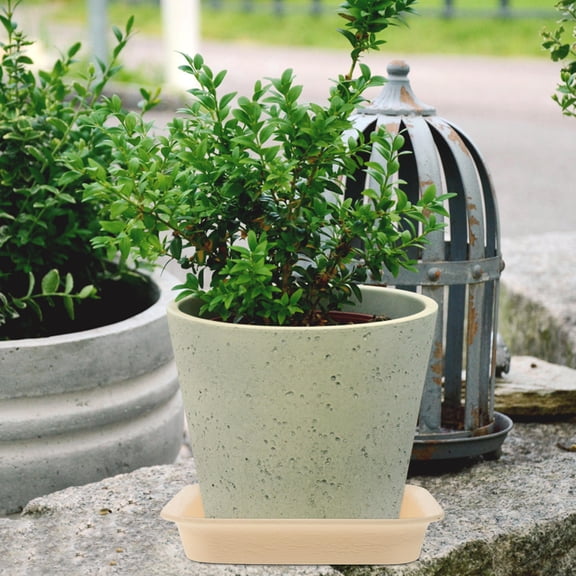 PBPBOX 2Pcs Beige Leakproof Flower Pot Tray for Indoor and Outdoor