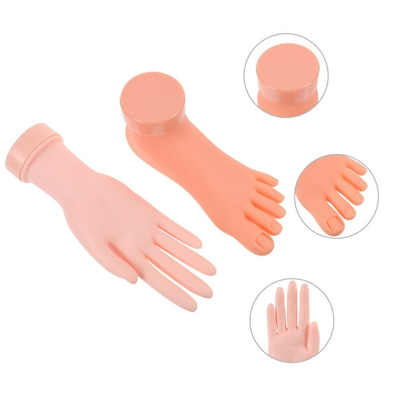 PBPBOX 2Pcs Foot Mannequin For Nail Tech Rubber Beige For Nail Art Design Beginners
