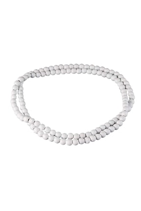 2Pcs White Wooden Beads Hanging Hiphop Chain Necklace Round Beads Neck Pendant for Stylish Wear
