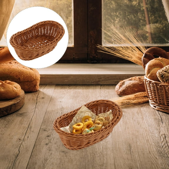 PBPBOX 2Pcs Plastic Baskets Imitation Rattan Light Brown for Kitchen General Users
