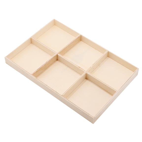PBPBOX Beige Wooden Box for Pendant, Multi-Lattice, Natural Texture, Jewelry Storage, 2Pcs