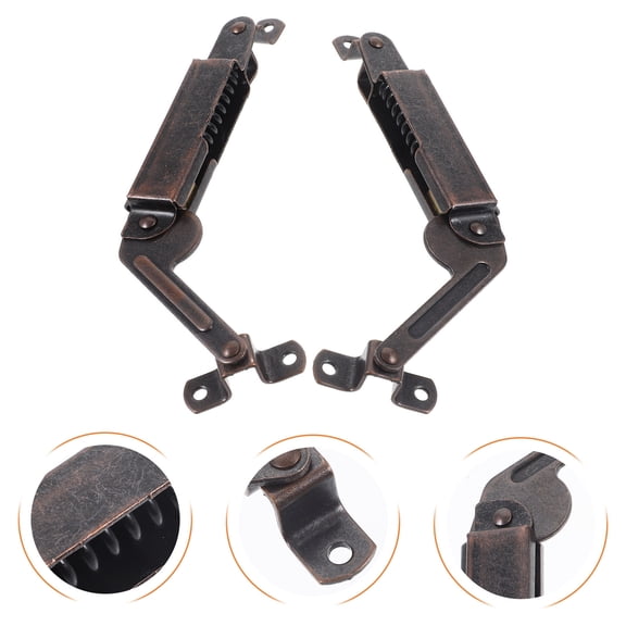 PBPBOX 2Pcs Chest Lid Support Hardware Heavy Duty Iron Spring Hinge Dark Brown for Furniture Assembly