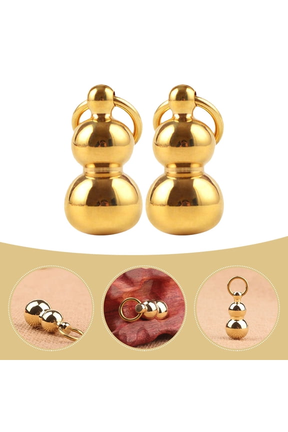 2Pcs Copper Gourd Shape Keychain Decor with Assorted Colors for Bag Hanging