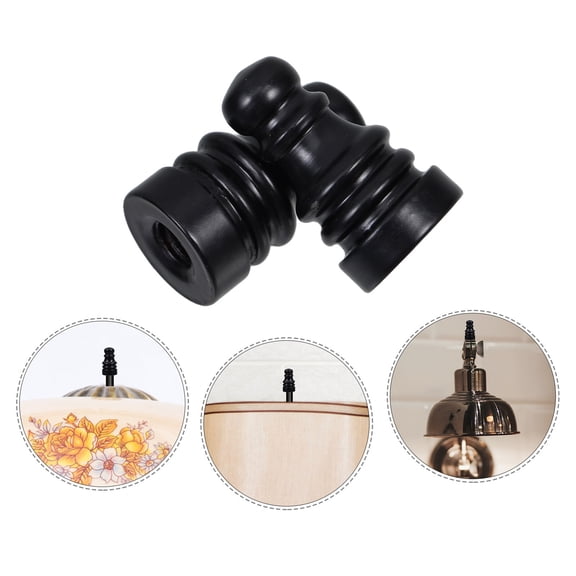 PBPBOX lamp replacement parts Metal Lamp Finial Cap Knob Black Iron 2pcs for Vintage Decor