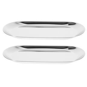 PBPBOX 2Pcs Stainless Steel Tip Tray Plated Silver Serving Tray for Restaurants Cafes and Bars with Sleek Minimalist Design