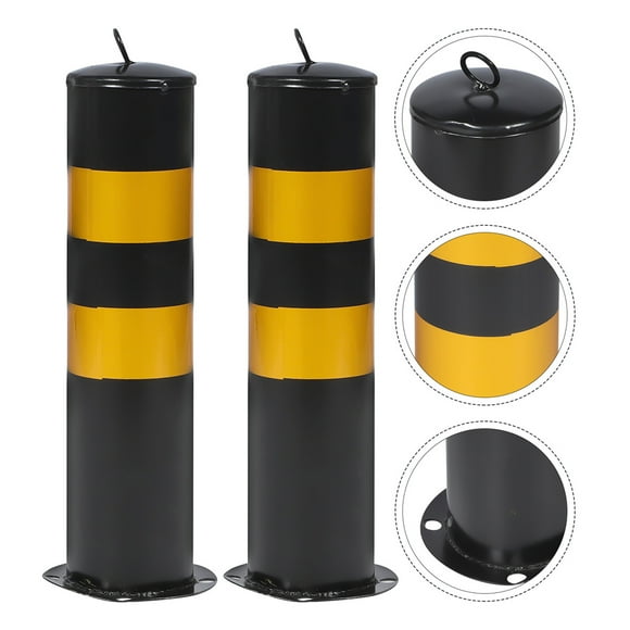 PBPBOX 2Pcs Safety Traffic Column Driveway Security Bollard Stainless Steel Yellow for Sidewalk Protection