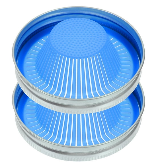 PBPBOX 2Pcs Blue Mason Jar Sprouting Lids Wide Mouth Durable Strainer Caps for Home Seed Sprouting