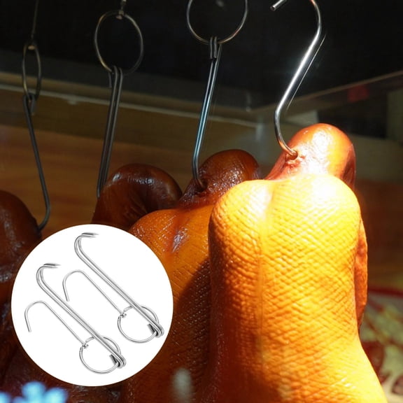 PBPBOX 2Pcs Stainless Steel Meat Hooks for Hanging Bacon Grill Roast Duck Poultry Kitchen Use