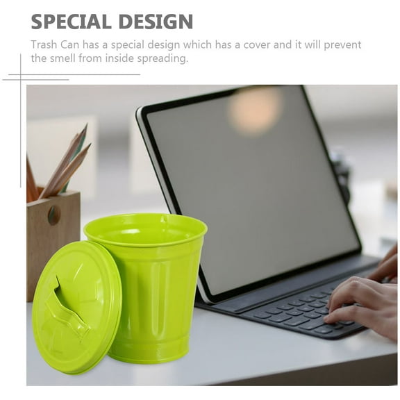 PBPBOX 2Pcs Desktop Waste Bucket with Cover Small Garbage Can for Kitchen Office Use