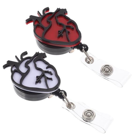 PBPBOX 2Pcs Practical Heart Shape Badge Holder Reels for Trade Shows and Id