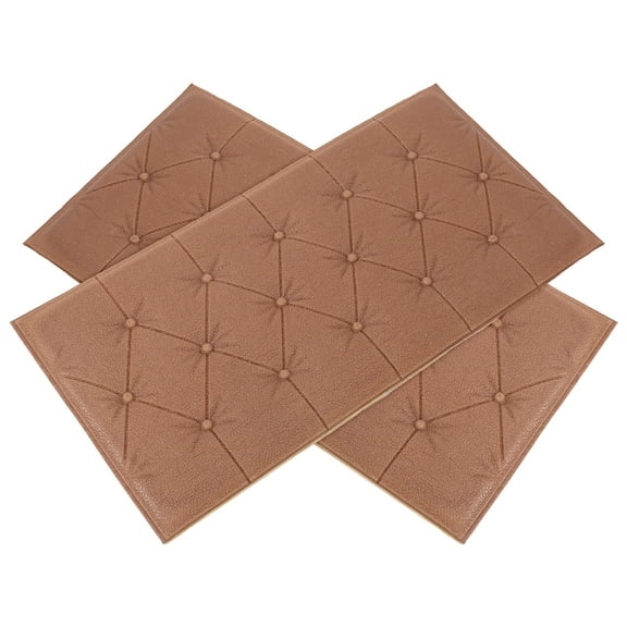 PBPBOX 2Pcs Self Adhesive Peel and Stick Headboard Wall Cushion Panels with Sound Insulation Brown