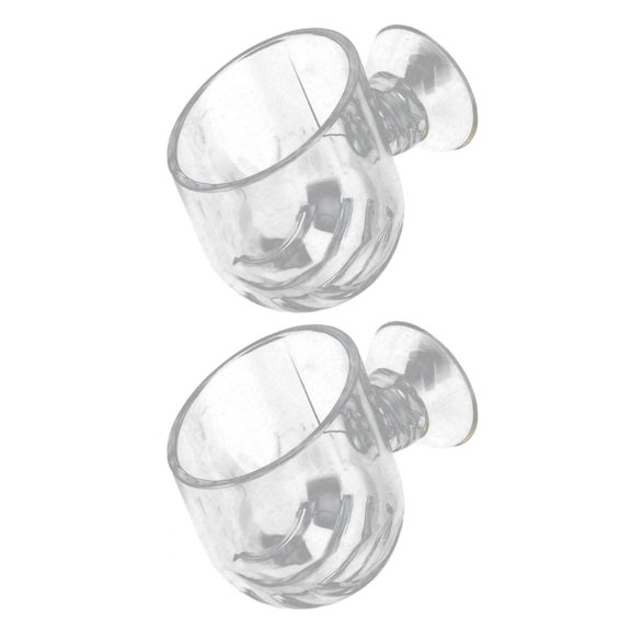 PBPBOX 2Pcs Fish Tank Feeding Cups Transparent Acrylic Fish Feeders with Stable Non Slip Fit