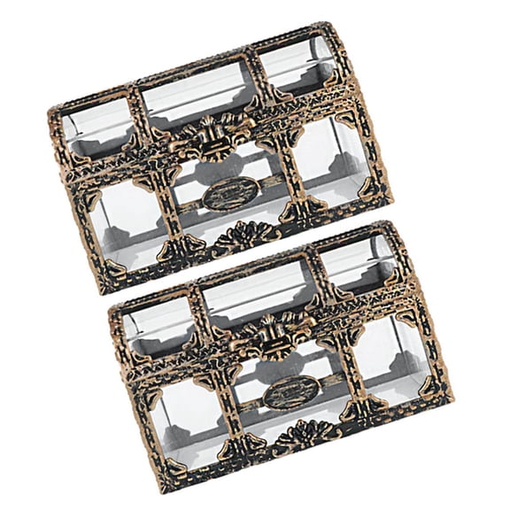 PBPBOX 2Pcs Transparent Plastic Treasure Chest Box with Lock for Home Storage