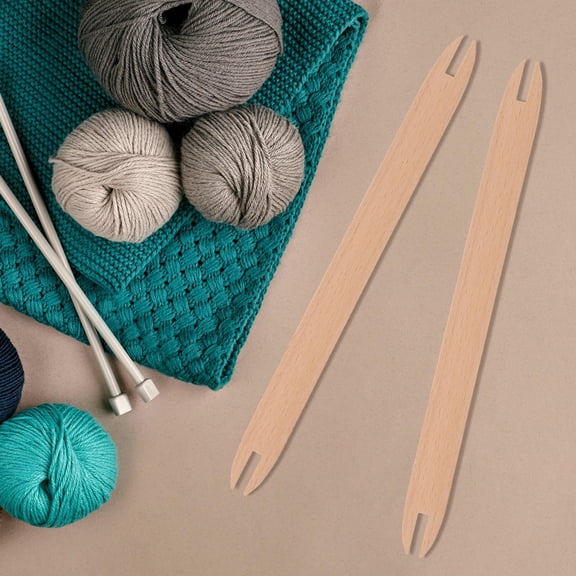 PBPBOX 2Pcs Handmade Weaving Tool Wood Knitting Fork Beige for Scarf Crafting Activities