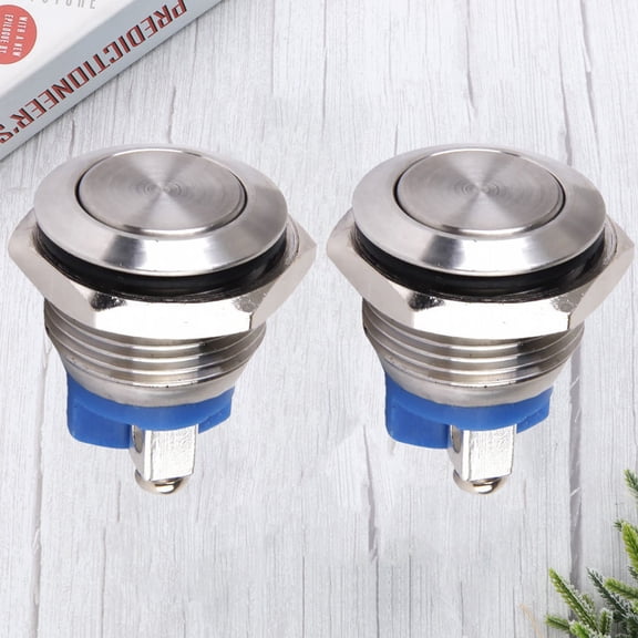 PBPBOX 2pcs Metal Flat Head Momentary Push Button Switch Silver Finish for Doorbell Boat Car Versatile Use