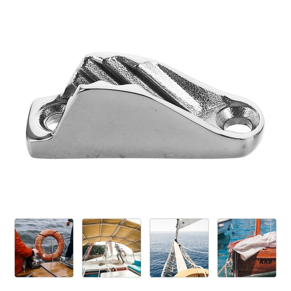 PBPBOX Cleat Rope Tightener Boat Clam Cleats Silver Stainless Steel 2pcs for Kayaking