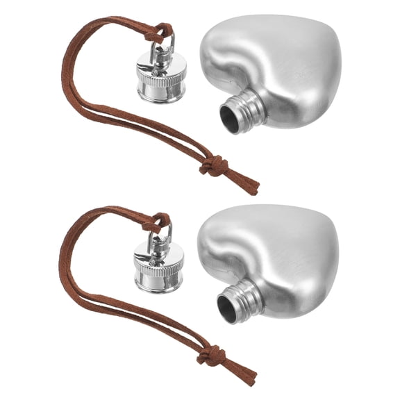 PBPBOX 2pcs Stainless Steel Hip Flask Heart Shaped Container Portable For Water Hiking Enthusiasts