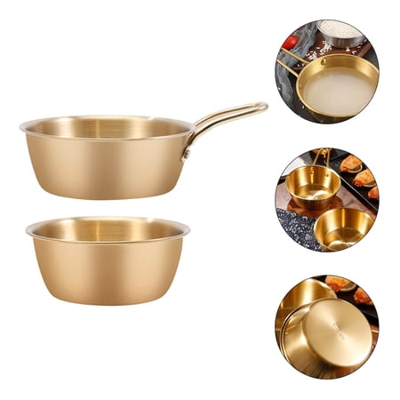 PBPBOX 2Pcs Golden Stainless Steel Korean Wine Bowls Small Bowls with Handle for Serving