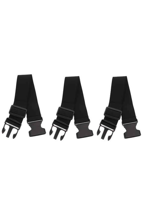 3Pcs Cargo Tie Strap Black Adjustable Belt with Strong Rubber Band for Fixing