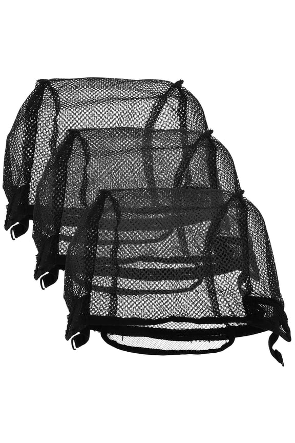 3 Pcs Easy to Clean Weaving Net Cap Black For Women Various Occasions Comfortable