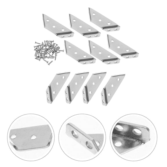 PBPBOX 3Sets Multifunction Stainless Steel Corner Brackets for Furniture Fixing and Shelf Stability