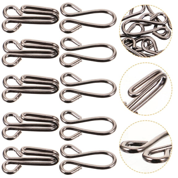 PBPBOX 30Pcs Durable Metal Hook and Eye Fasteners for Clothing and Bra Connectors