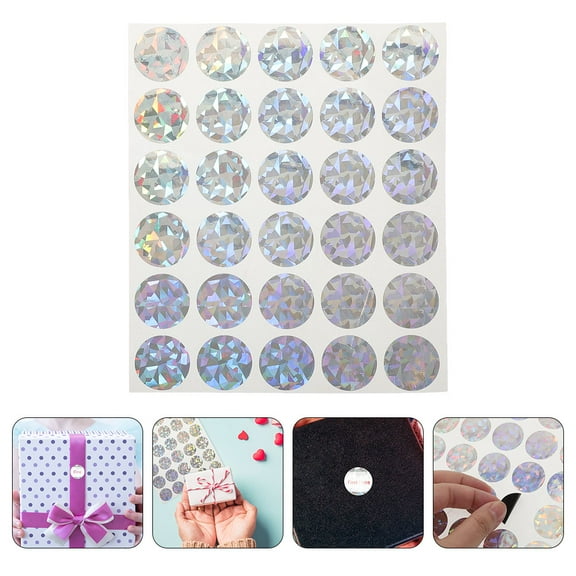 PBPBOX 30pcs Silver Scratch Off Stickers Circle Paper for Office and Classroom Projects