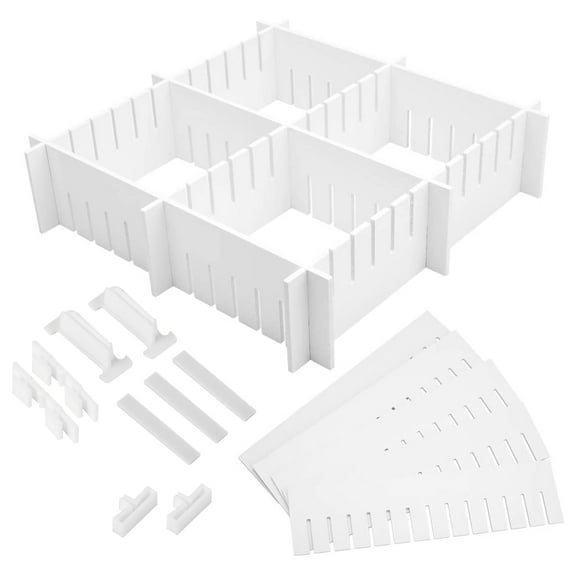PBPBOX 34Pcs Multipurpose Drawer Separator in White PP Material for Home Organization