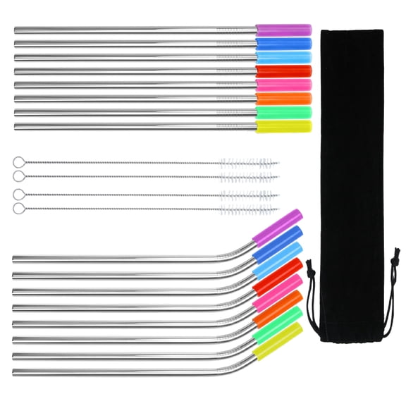 PBPBOX 37Pcs Stainless Steel Milk Tea Straws Reusable for Home