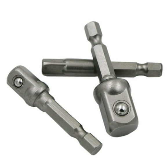 PBPBOX 3Pcs Socket Adapter Set with Stainless Steel Hex S for Installing Power Drill Bits in Dark Grey