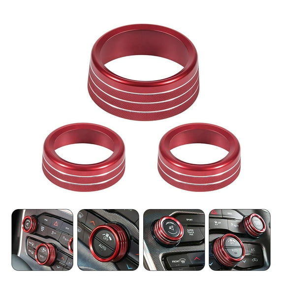 PBPBOX Car Knob Covers Decorative Red for Car Air Conditioning Buttons 3Pcs