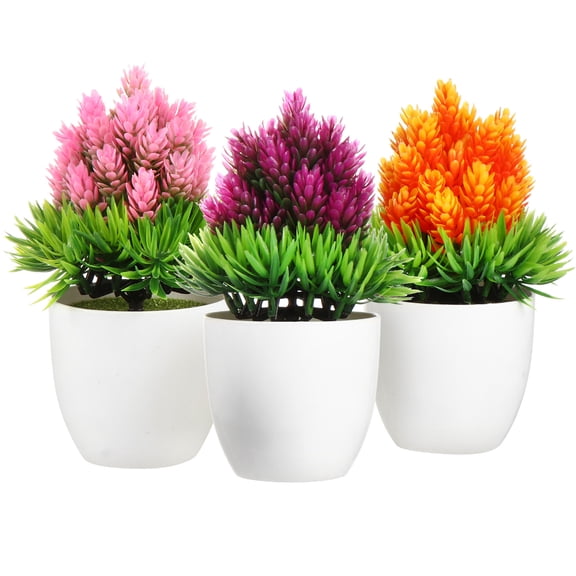 PBPBOX 3Pcs Plastic Potted Simulation Pineapple Bonsai Artificial Green Plants for Home Office Decor
