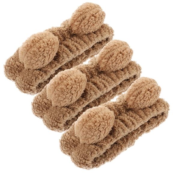 PBPBOX 3Pcs Elastic Bear Ear Headbands Khaki Makeup and Skincare Hair Accessories
