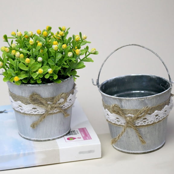 PBPBOX 3Pcs Flower Jug Vase White Iron Storage Container for Balcony Decor