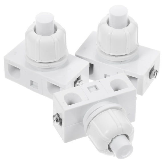 PBPBOX 3Pcs Self Locking Push Button Replacement for Light White Household Lamp Switch