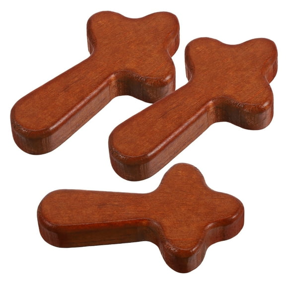 PBPBOX 3Set Small Hand Crosses in Coffee Color for Religious People Baptism Easter present