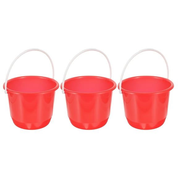 PBPBOX Durable Red PP Home Water Bucket, Multipurpose Use, Easy to Carry and Large Capacity 3Pcs