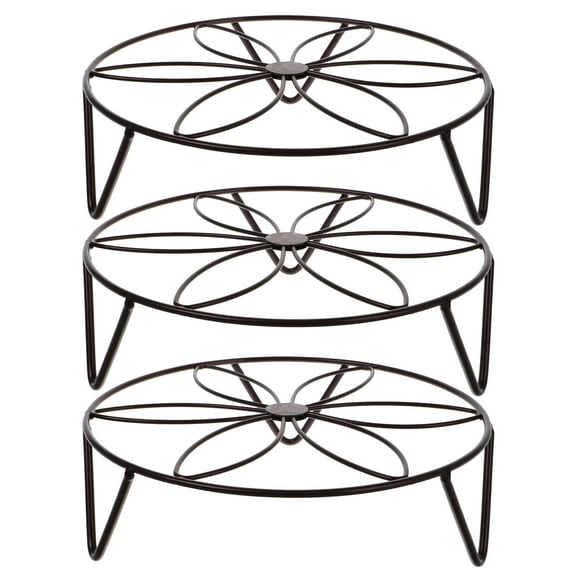 PBPBOX 3pcs Black Flower Pot Rack Iron Planter Stand for Living Room