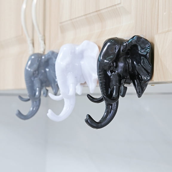 PBPBOX Unique Wall Hooks Elephant Home Decor Resin 3Pcs Assorted Color