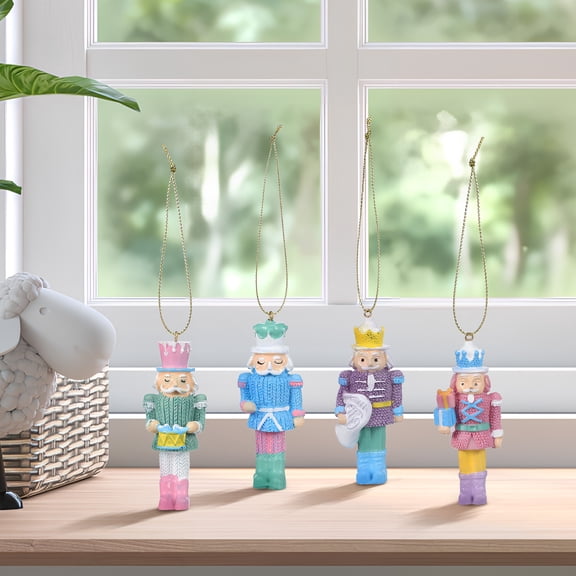 PBPBOX Hanging Nutcracker Decorations Multi Colored for Festive Christmas Trees 4Pcs