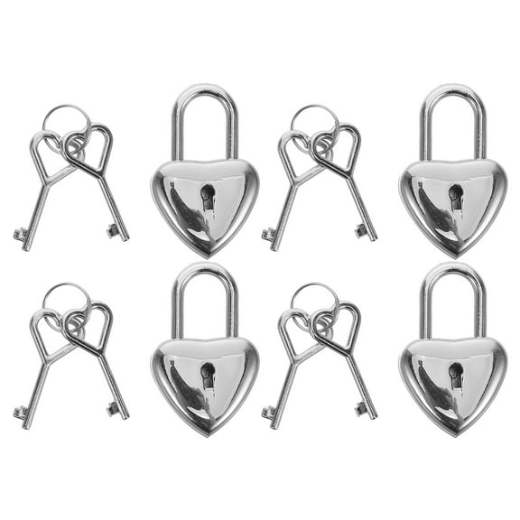 PBPBOX 4 Sets Heart Shaped Padlock for Wishing Lock Silver Metal Romantic Design Couples