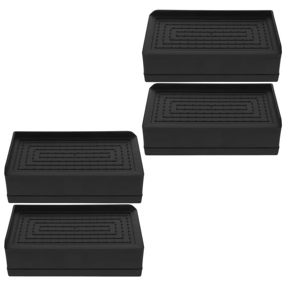 PBPBOX 4Pcs Black Furniture Raising Blocks Heightening Support Plastic Bed Risers
