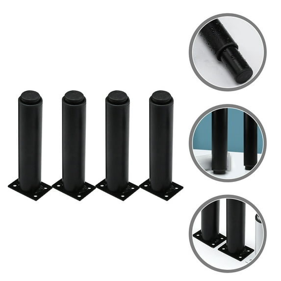 PBPBOX 4Pcs Adjustable Black Metal Table Legs Stainless Steel Furniture Support Replacement