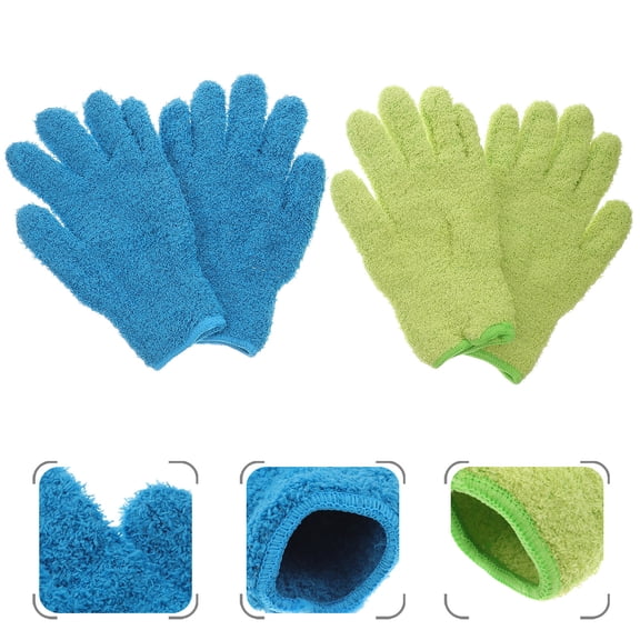PBPBOX 4Pcs Microfiber Dusting Gloves with Static Charge for Safe Home and Vehicle Cleaning Assorted Colors