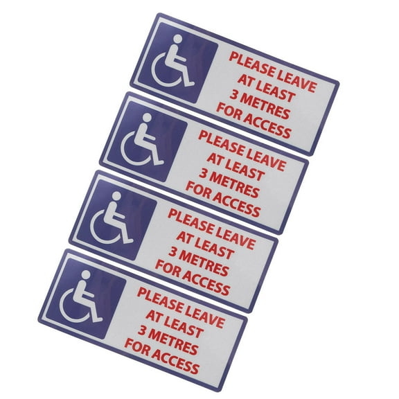 PBPBOX Disabled Warning Sign Handicap Sign Sticker PVC 4Pcs