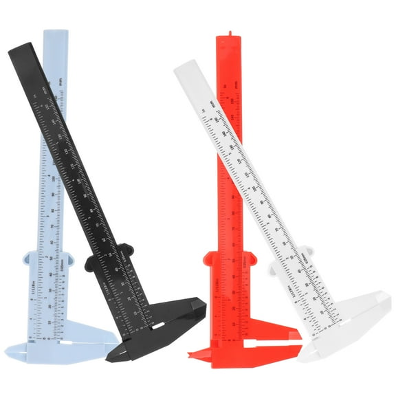 PBPBOX 4Pcs Manual Sliding Caliper Plastic Assorted Color for Professionals on The Go
