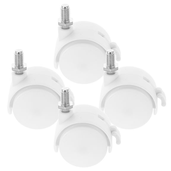 PBPBOX 4Pcs Locking Office Chair Casters White Plastic Durable Smooth Rolling Replacement