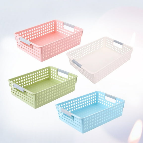 PBPBOX 4Pcs Plastic Office File Basket Paper Organizer Assorted Colors Easy to Clean